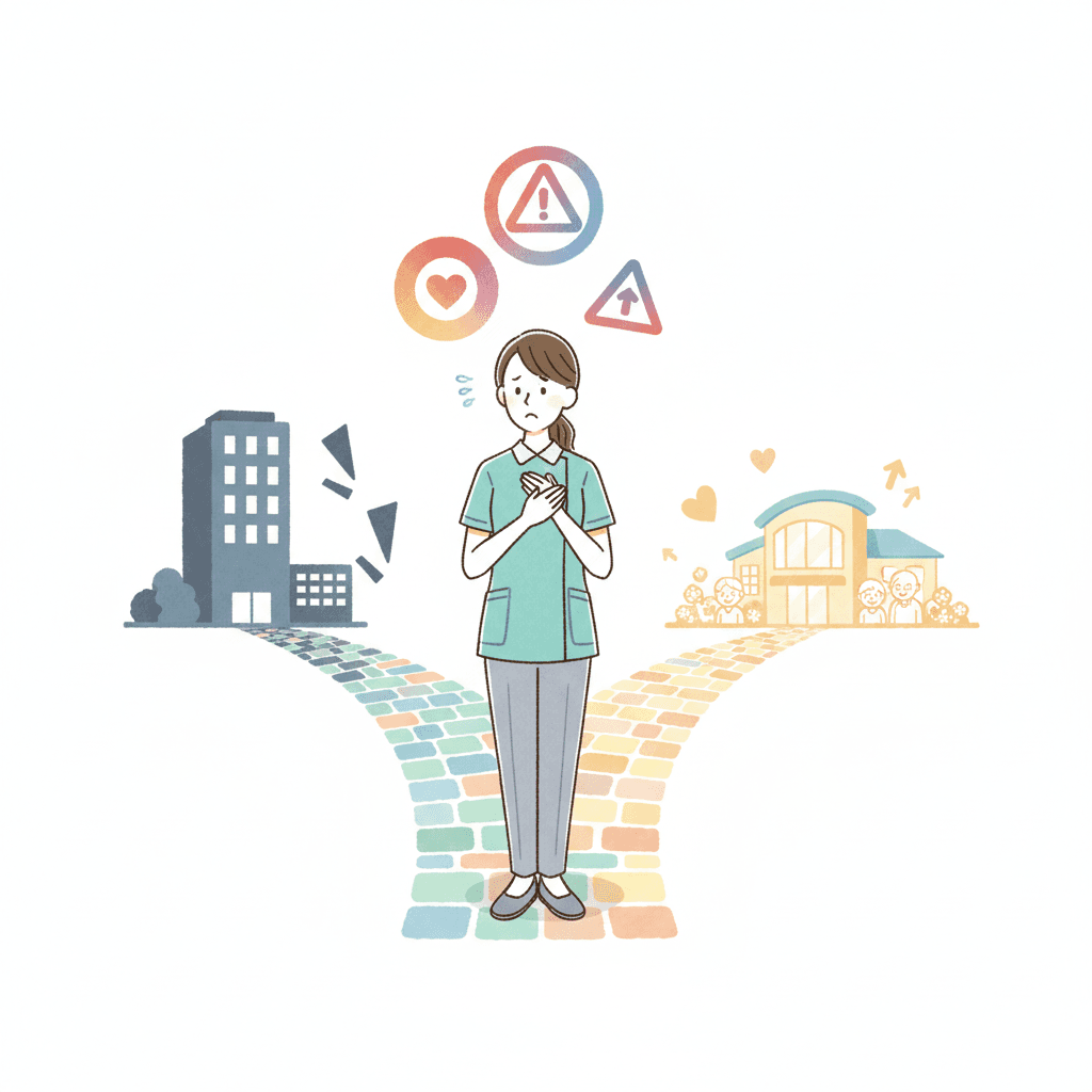 介護職の転職でよくある失敗パターンのイメージイラスト