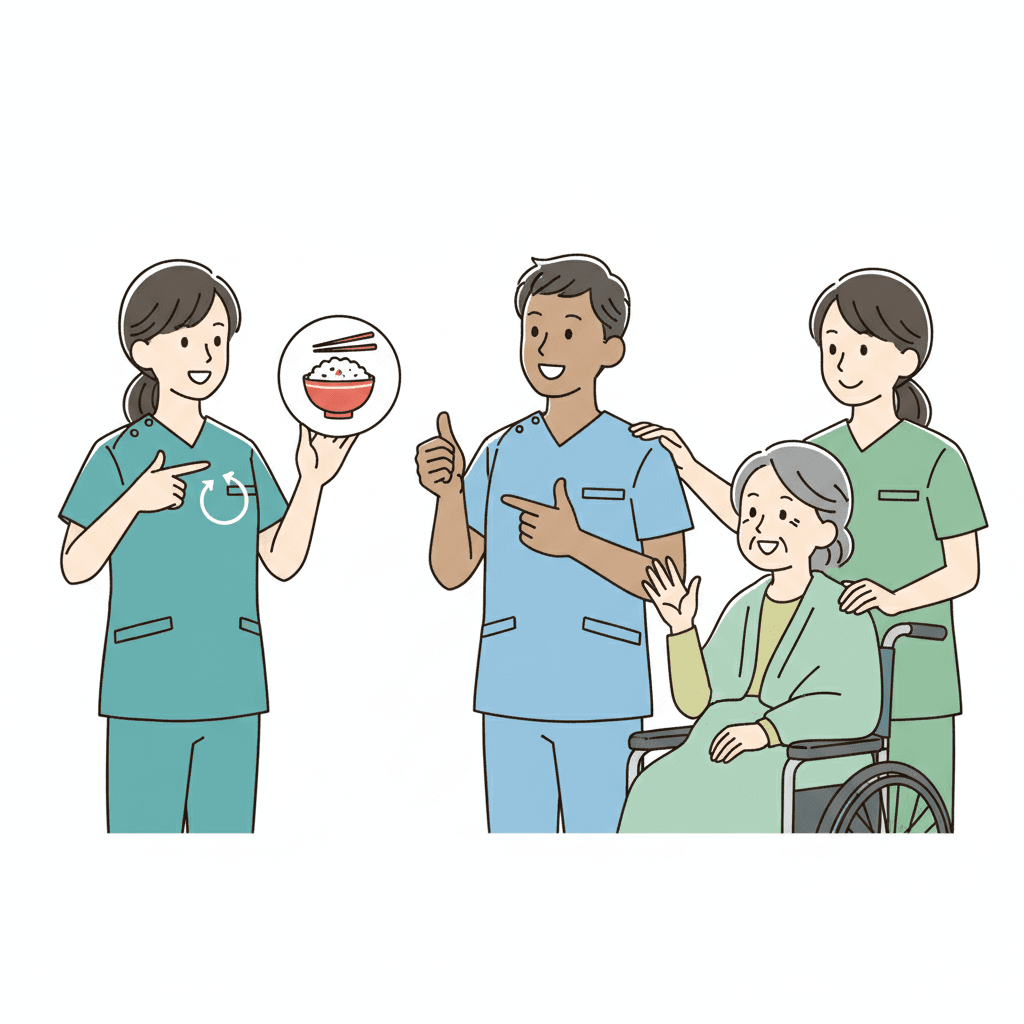 やさしい日本語でのコミュニケーションのイラスト