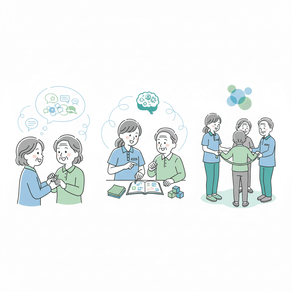 レクリエーション介護士で学べるスキルのイラスト