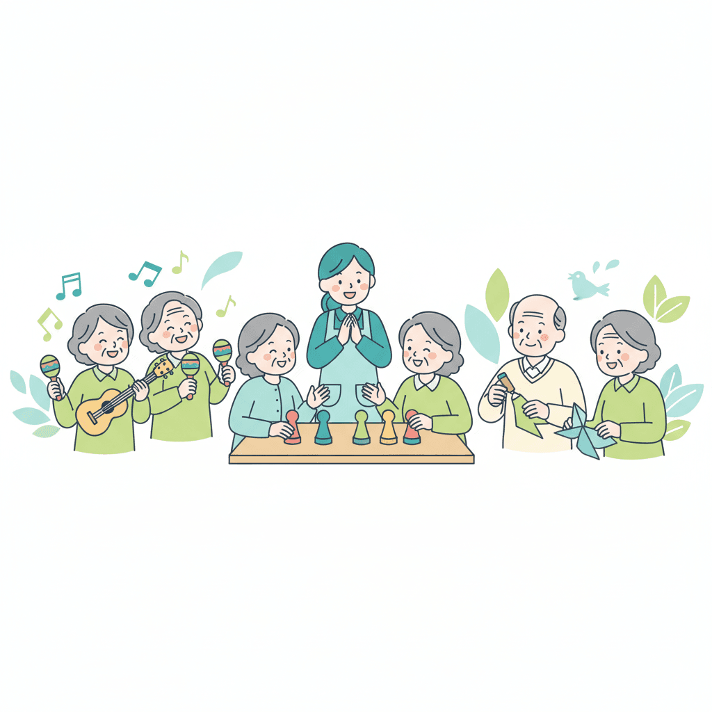 レクリエーション介護士の活動イメージイラスト