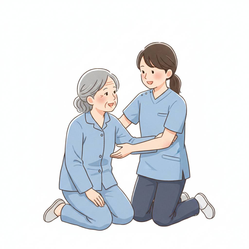 床からの立ち上がり介助|転倒後に自力で起き上がれない人を安全に起こす手順