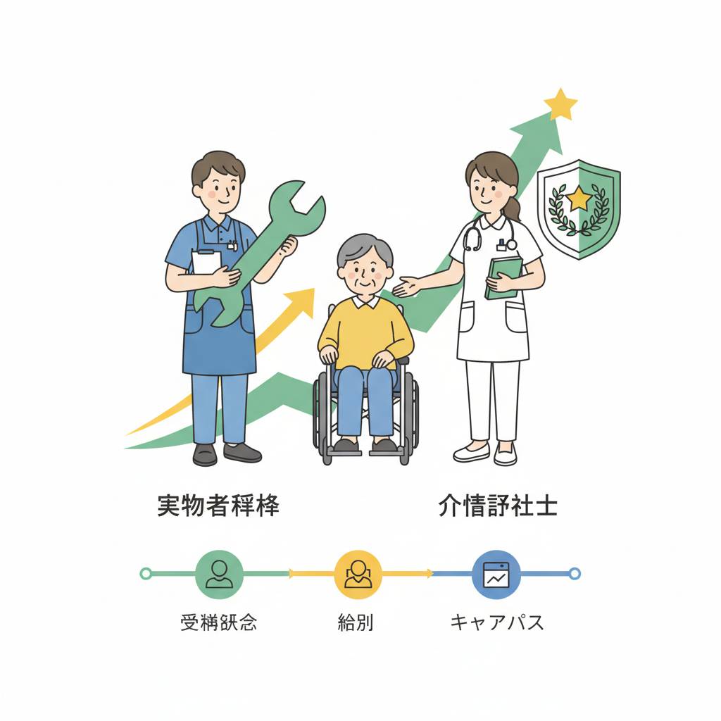 実務者研修と介護福祉士の違い・関係【受験資格・給料・キャリアパス】
