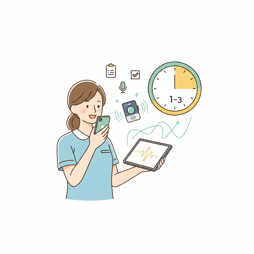介護記録の音声入力活用|スマホ・専用端末で記録時間を3分の1にする実務手順