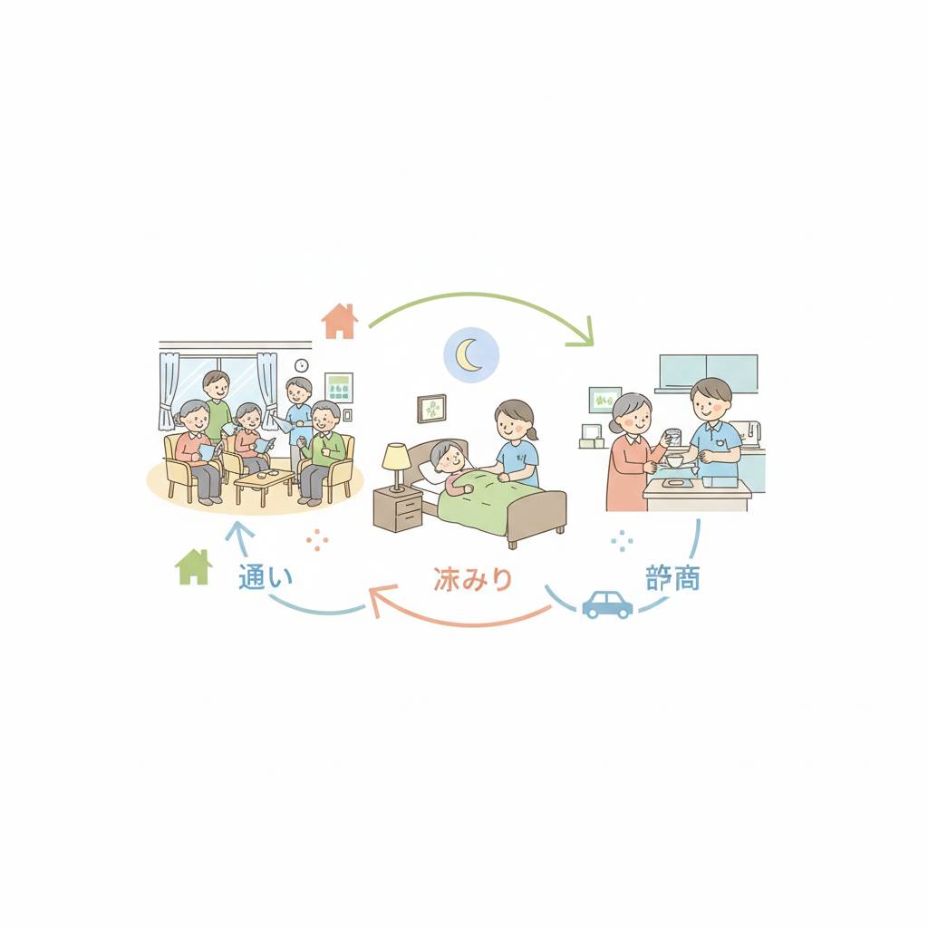 小規模多機能型居宅介護の仕事内容完全ガイド｜通い・泊まり・訪問の3サービスと働き方【2026年版】