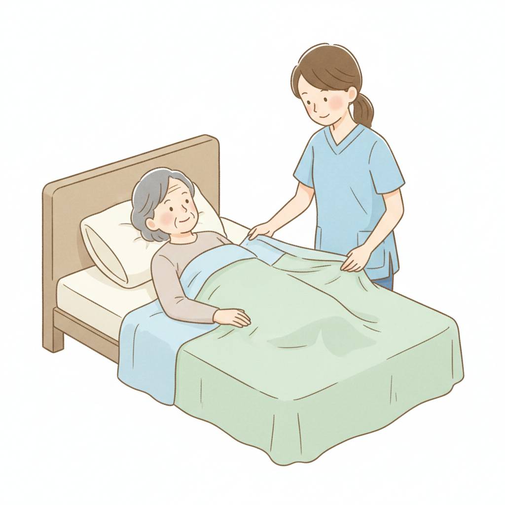 介護のベッドメイキング|臥床したままのシーツ交換手順としわ・褥瘡を防ぐ整え方