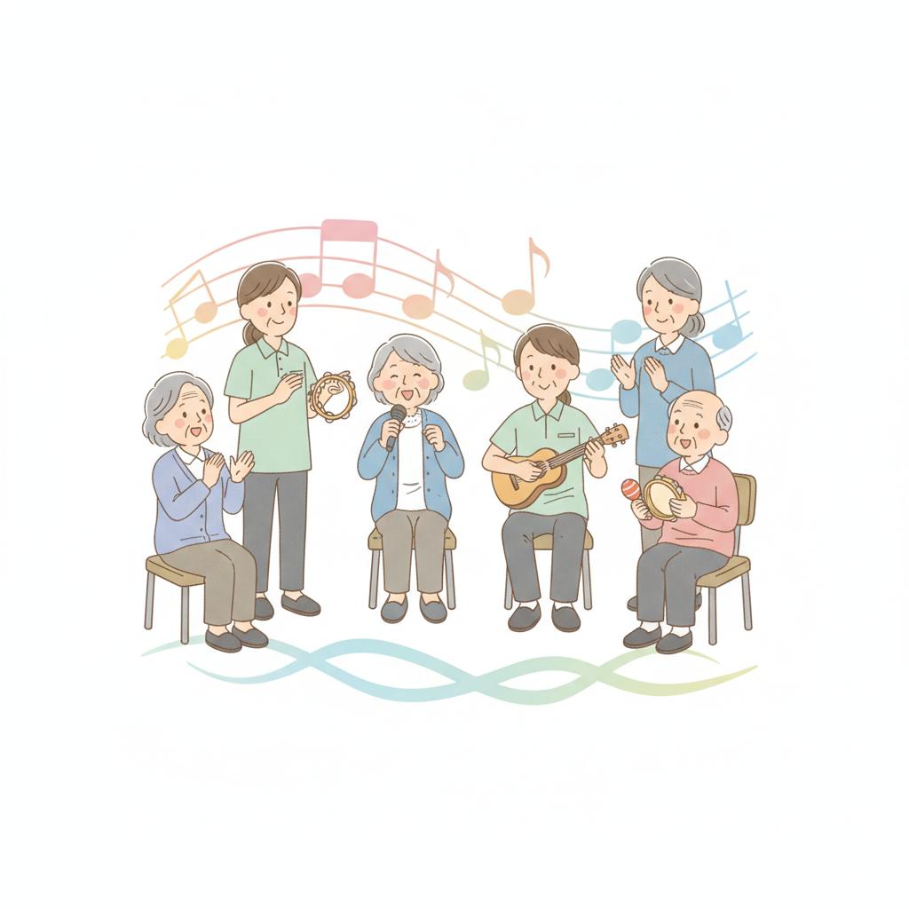 音楽レク・歌の会の進め方｜介護職向け 選曲・進行・楽器・盛り上げ方と嚥下/呼吸への効果