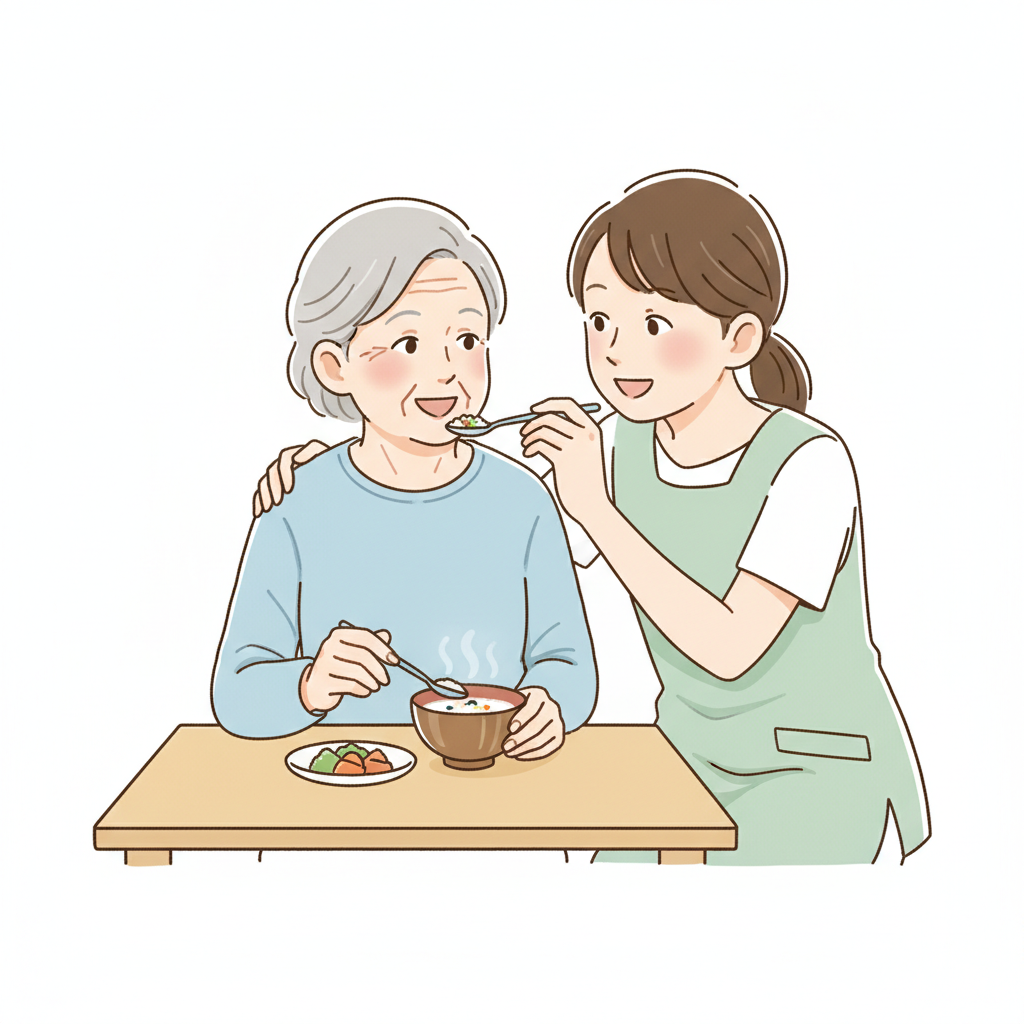 在宅介護の食事介助の基本｜姿勢・声かけ・自立支援を引き出すコツ