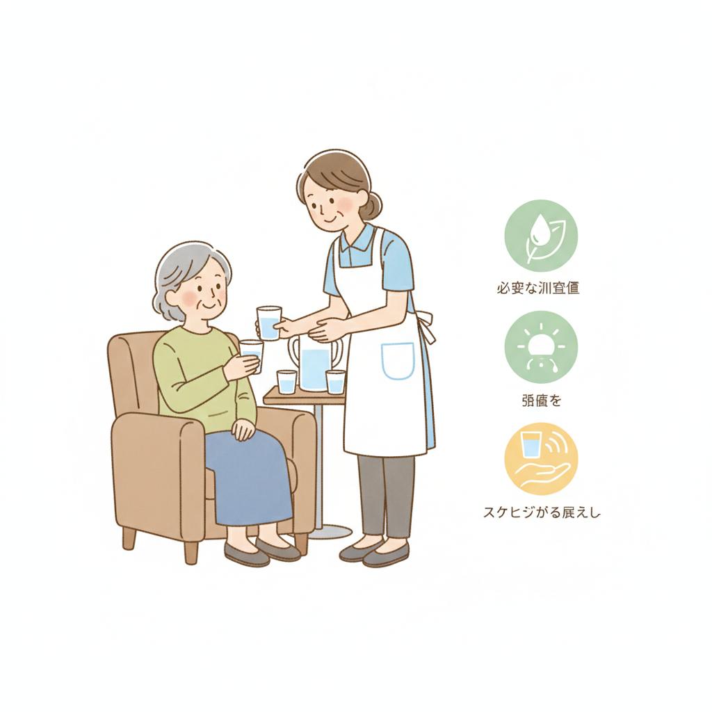 施設での水分管理と脱水予防｜介護職が押さえる必要水分量・脱水サイン・拒否時の工夫