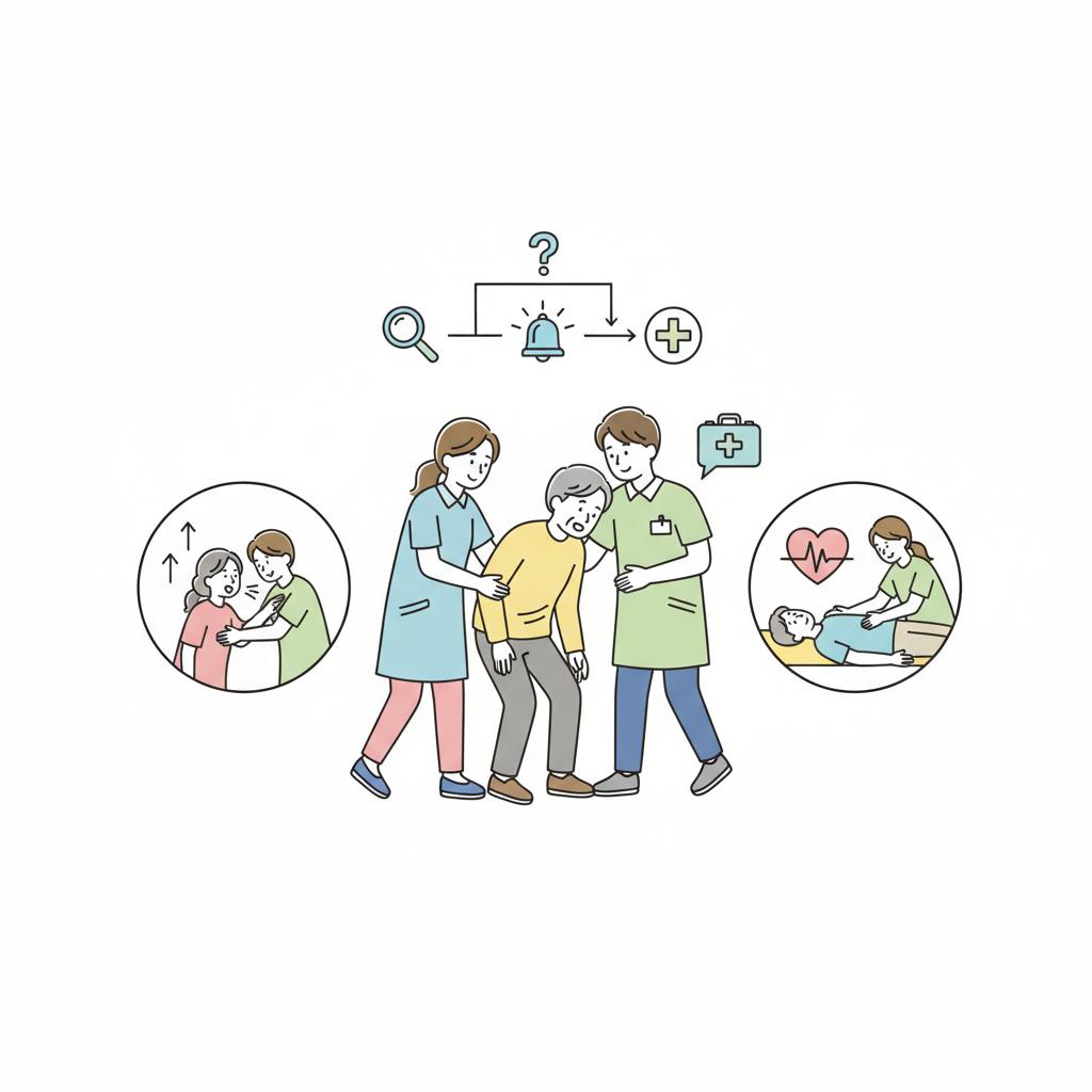 介護現場の緊急時対応｜急変・転倒・誤嚥・窒息・意識消失の判断と初動フロー