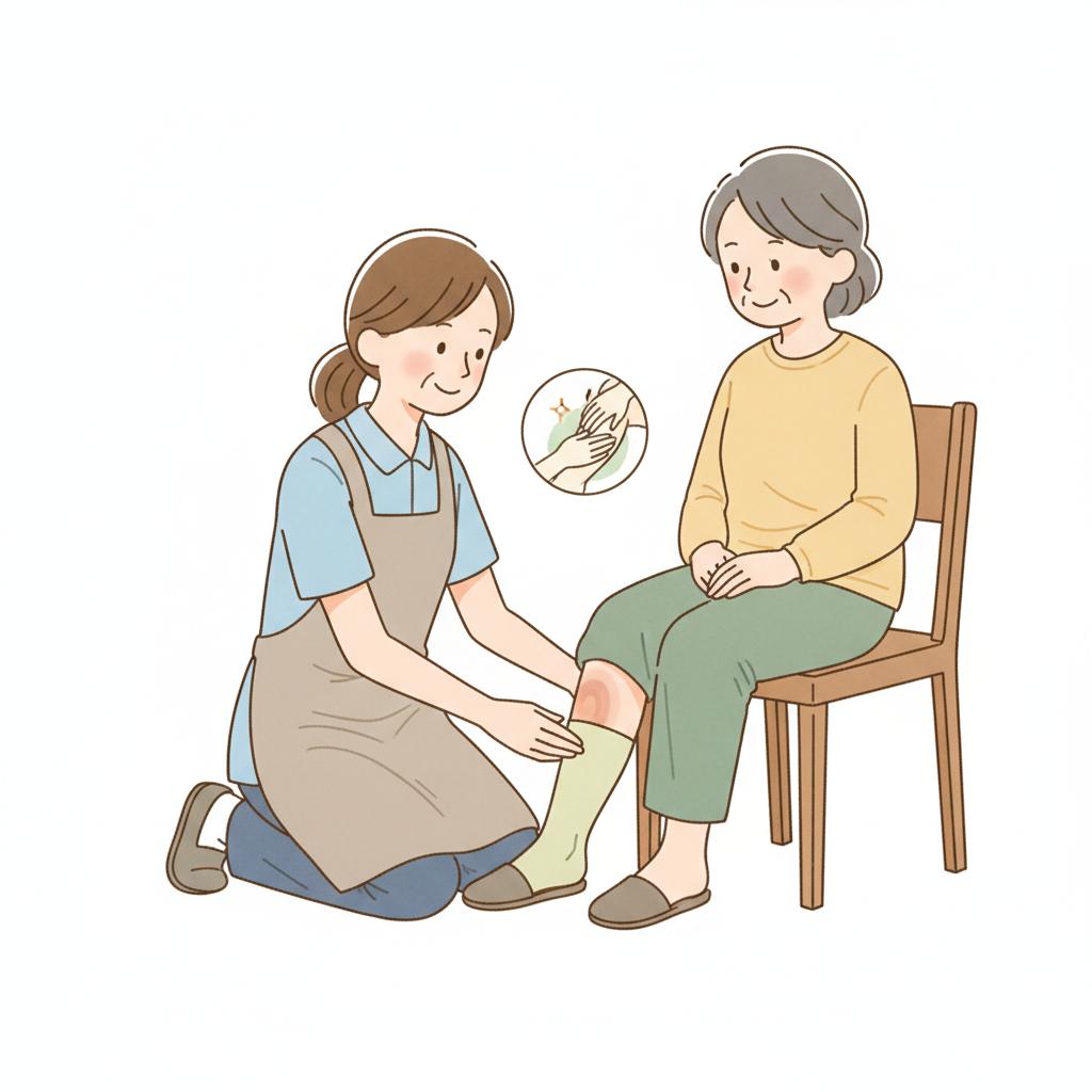 浮腫(むくみ)のある利用者のケア|介護職の観察・弾性ストッキング着用介助・スキンケア