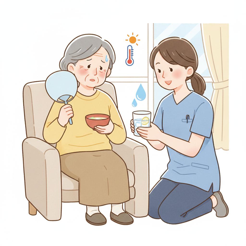 高齢の親が夏になると食欲がない・だるい｜夏バテの原因と家庭の対策・熱中症や脱水との見分け