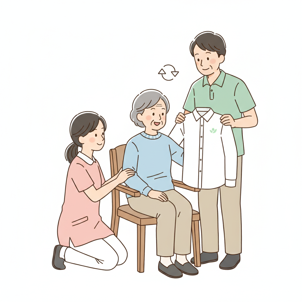 家族でできる着替え介助|立位・座位・寝たまま・片麻痺の手順と自立支援