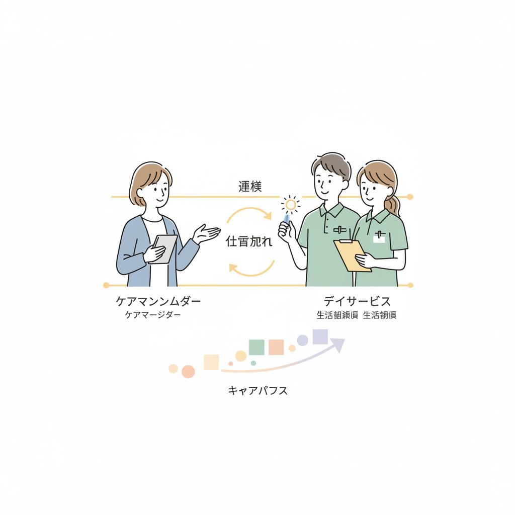ケアマネジャーとデイサービスの連携｜居宅ケアマネと生活相談員の仕事の流れ・キャリアパス