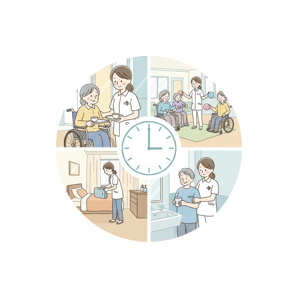老健の1日の流れ｜介護職員のスケジュールを日勤・夜勤別に解説