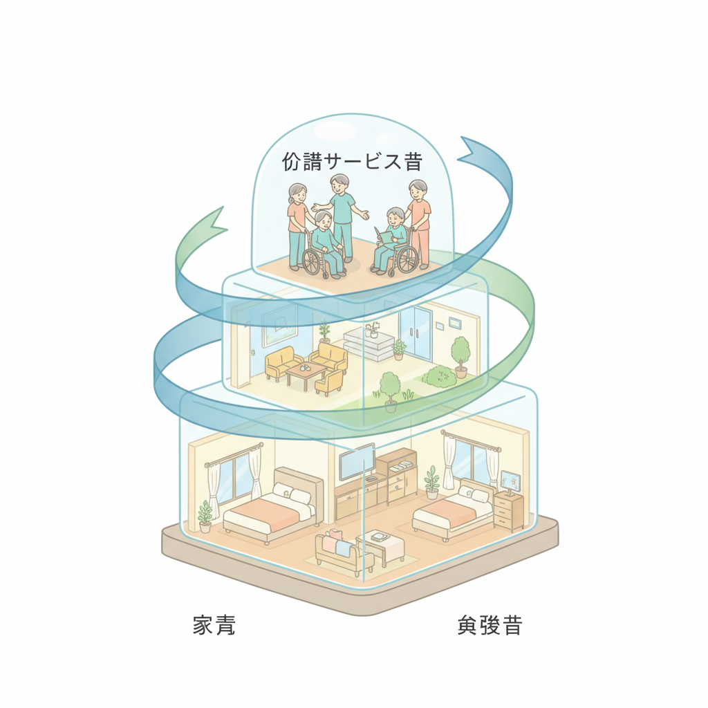 サービス付き高齢者向け住宅（サ高住）の費用：家賃・共益費・介護サービス費の三層構造