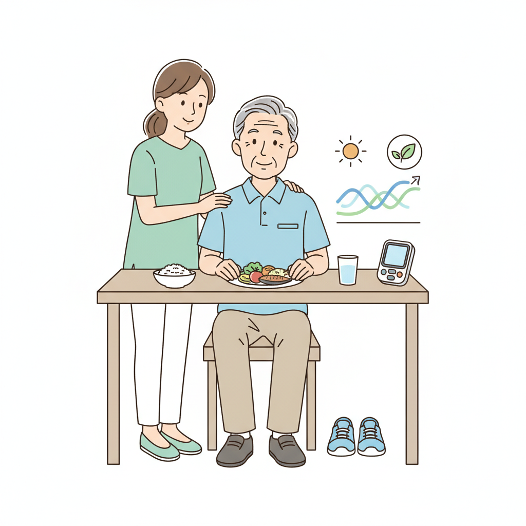 高齢の親の糖尿病ケア|家族が支える血糖管理・低血糖対応・食事と運動