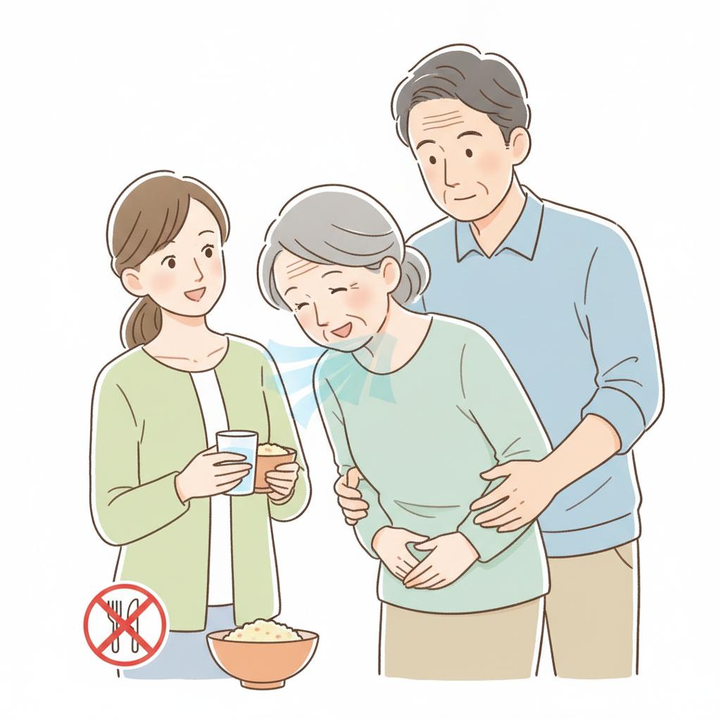 高齢の親がのどを詰まらせたら|家庭でできる窒息の応急対応と予防【家族向け】