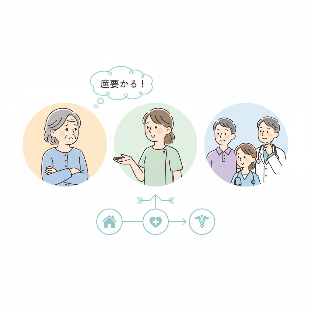認知症の介護拒否：本人の理由から考える声かけと、ケアマネ・訪問看護・かかりつけ医に相談する判断基準