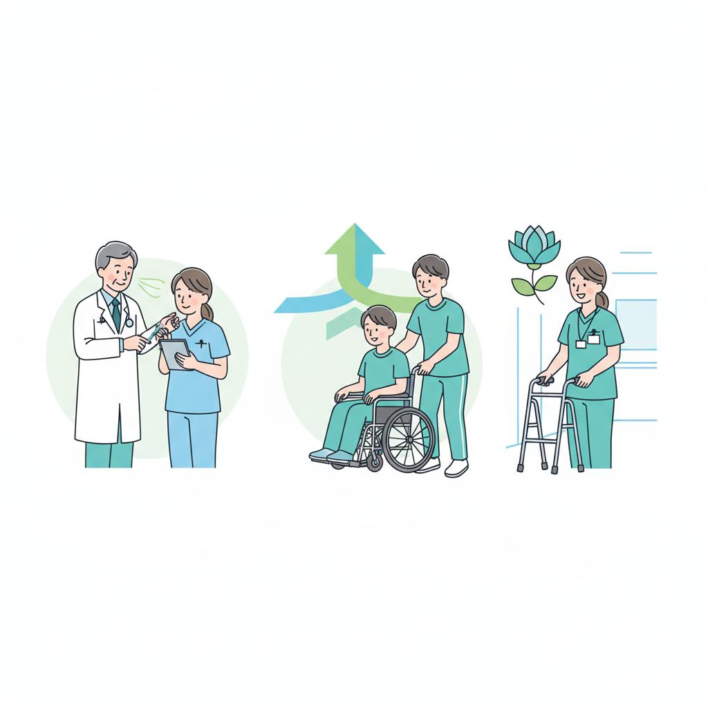 老健でボーナスアップを目指すスキルアップのイメージイラスト