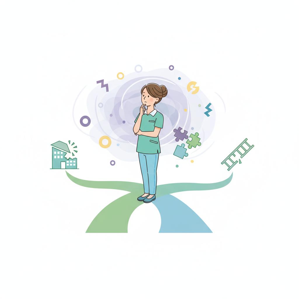 介護転職でよくある失敗パターンを表したイラスト