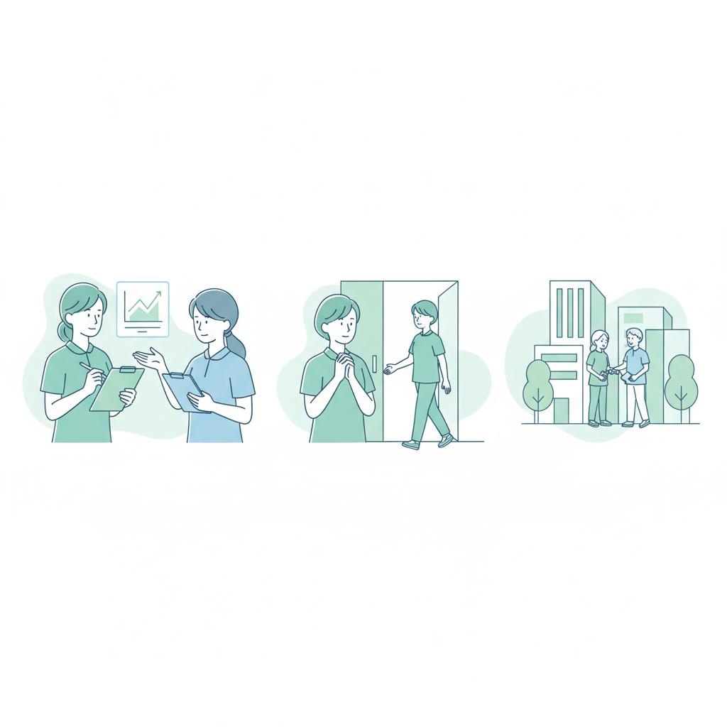 介護転職前にやるべき準備行動を表したイラスト