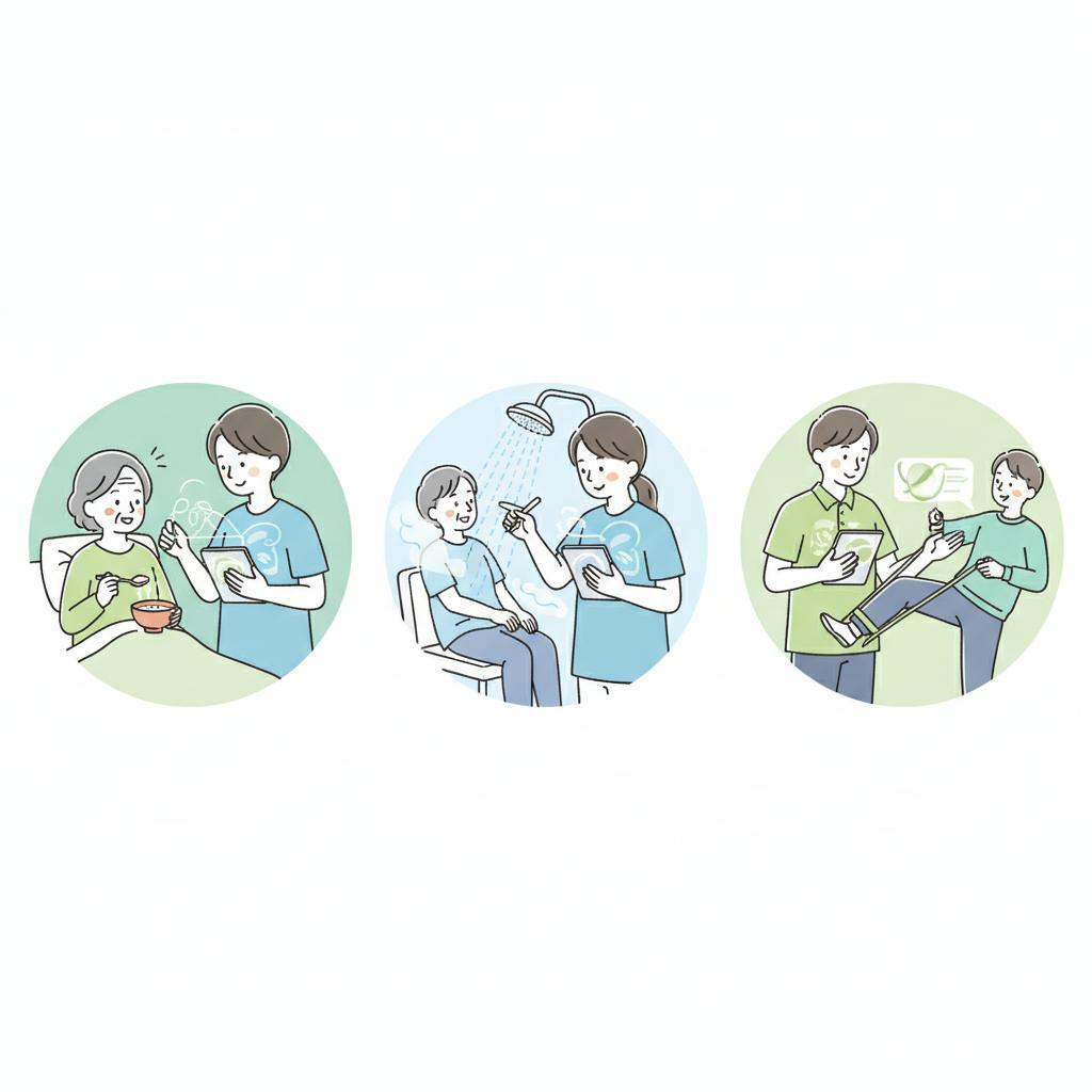 場面別の介護記録例文のイラスト