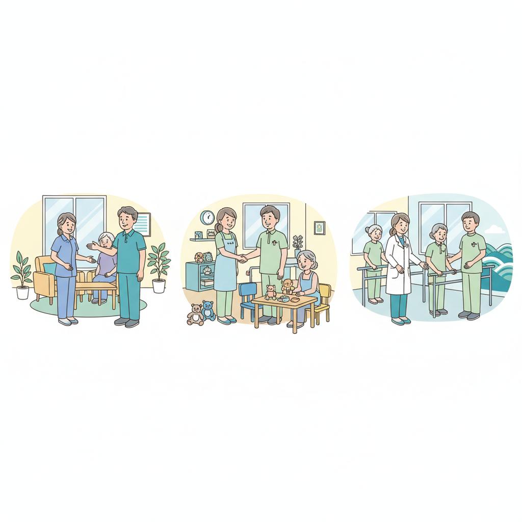 未経験OKの施設タイプ比較を表したイラスト