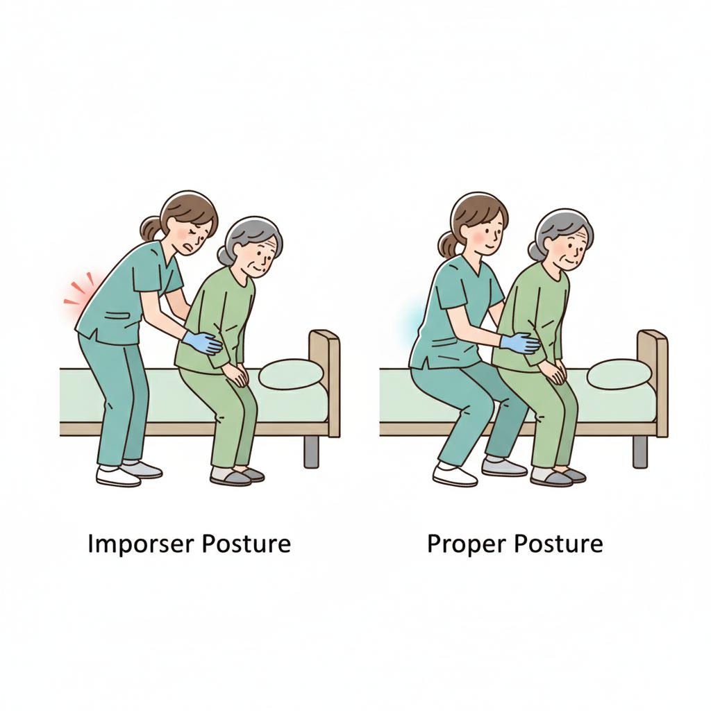 介護職の腰痛の原因を示すイラスト