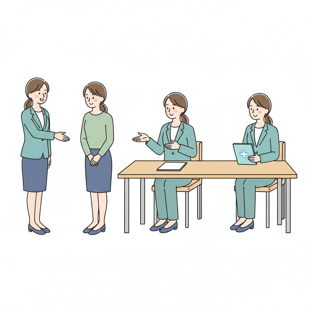 介護職の面接の流れとマナーのイラスト