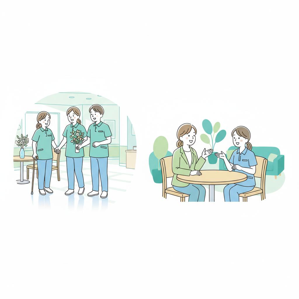 長続きする介護職場の特徴を表したイラスト