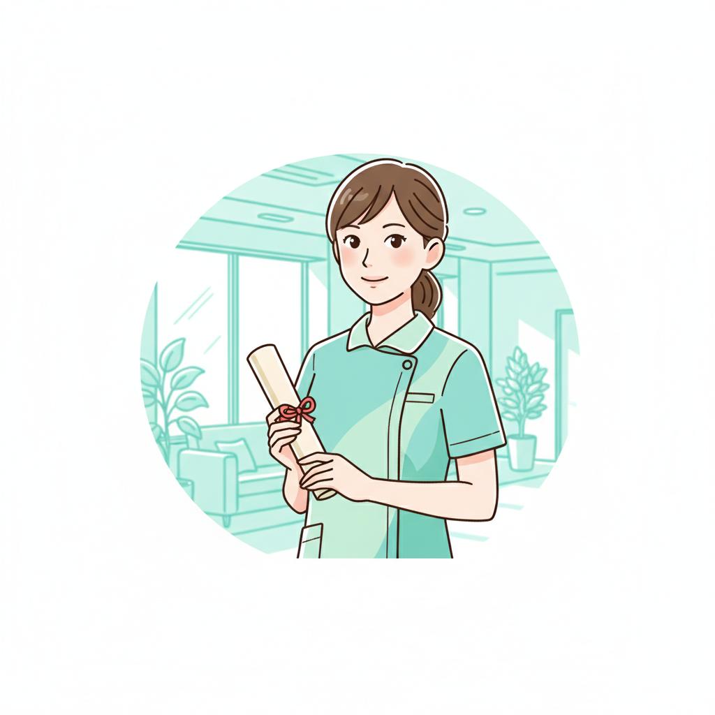 資格手当の仕組みを理解した介護士のイラスト