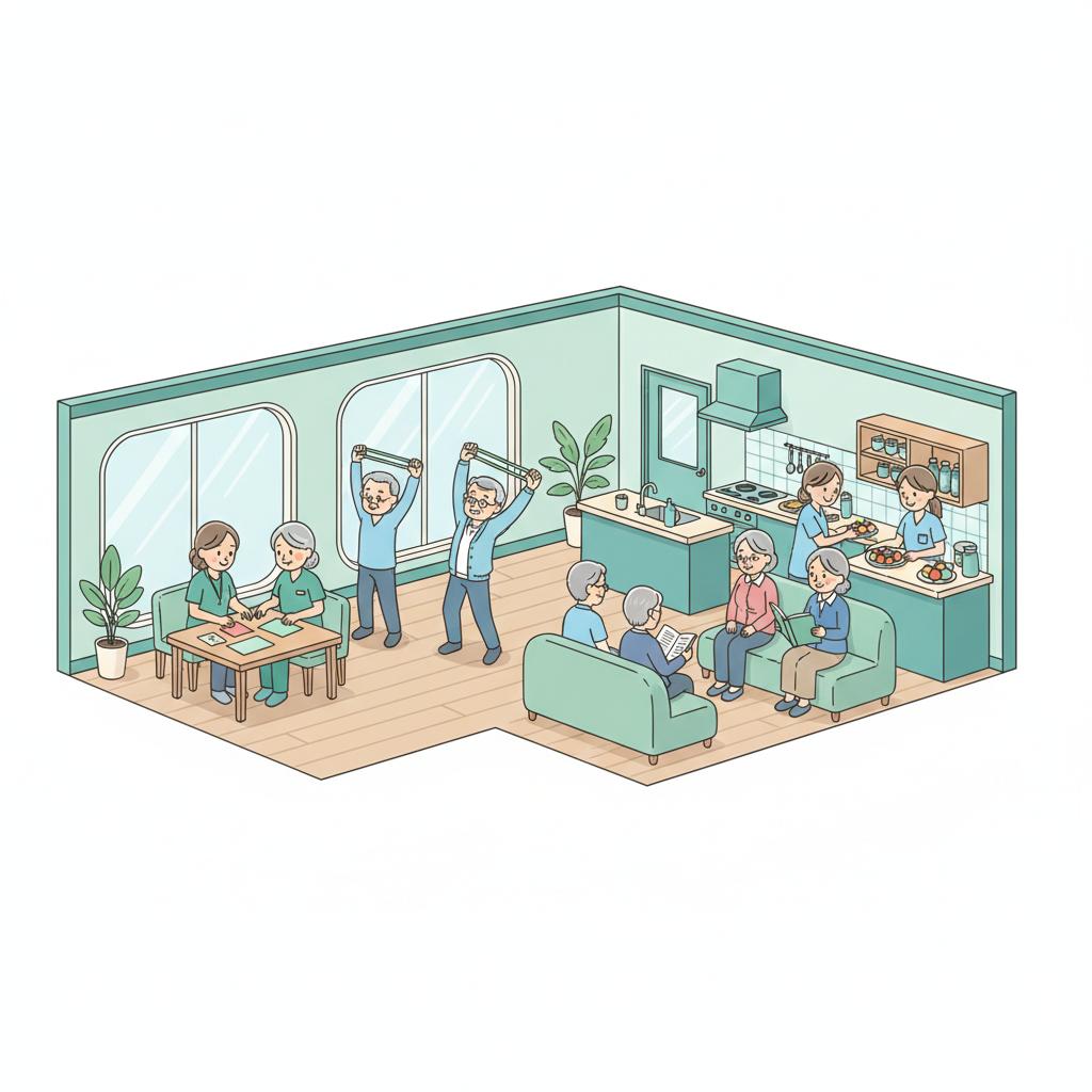 小規模多機能型居宅介護とはのイラスト
