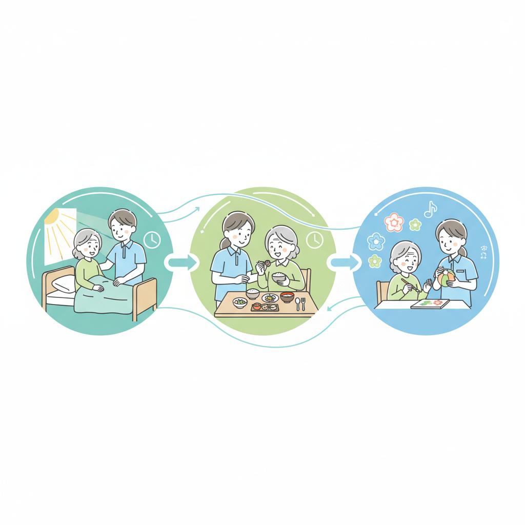 介護職の1日の流れイラスト