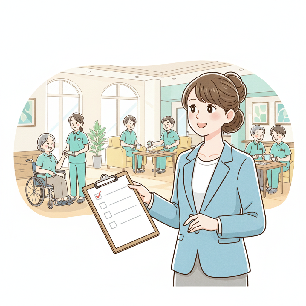 職場見学で人間関係の良い施設を見分けるイメージイラスト
