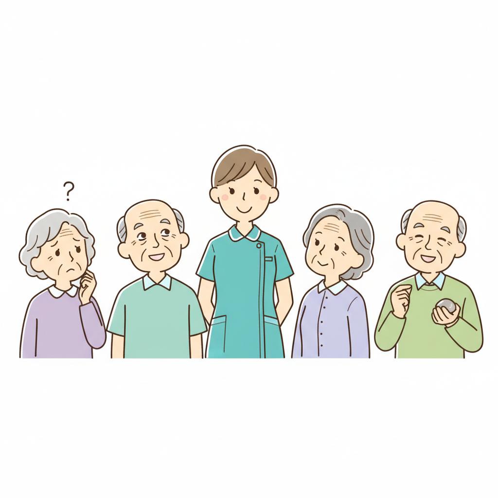 認知症の4つの種類を表すイメージイラスト