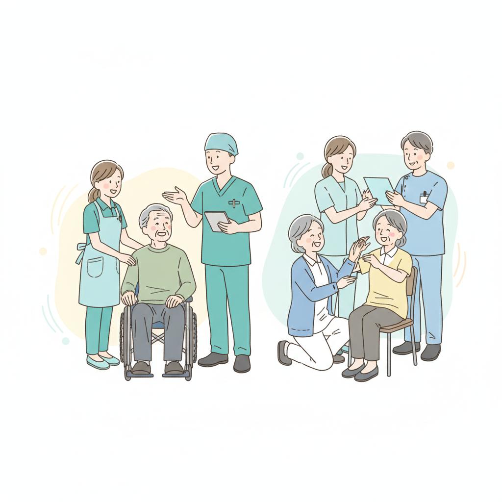 介護職の年齢構成のイラスト