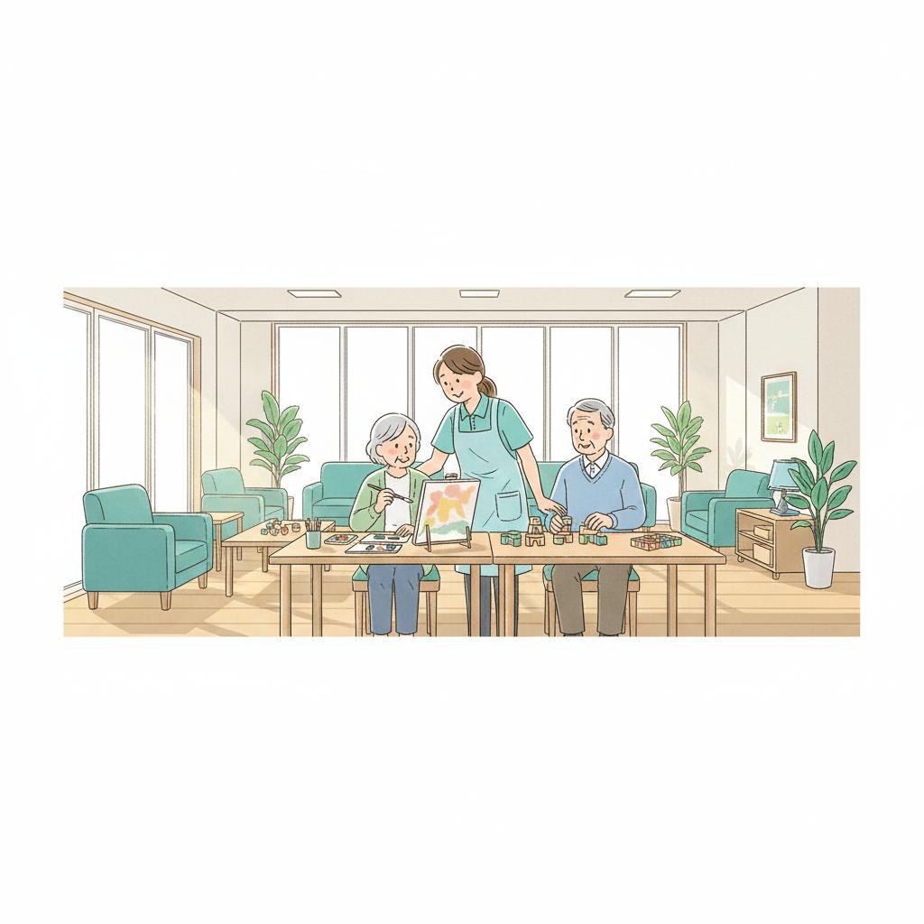 デイサービスの日中の勤務イメージイラスト