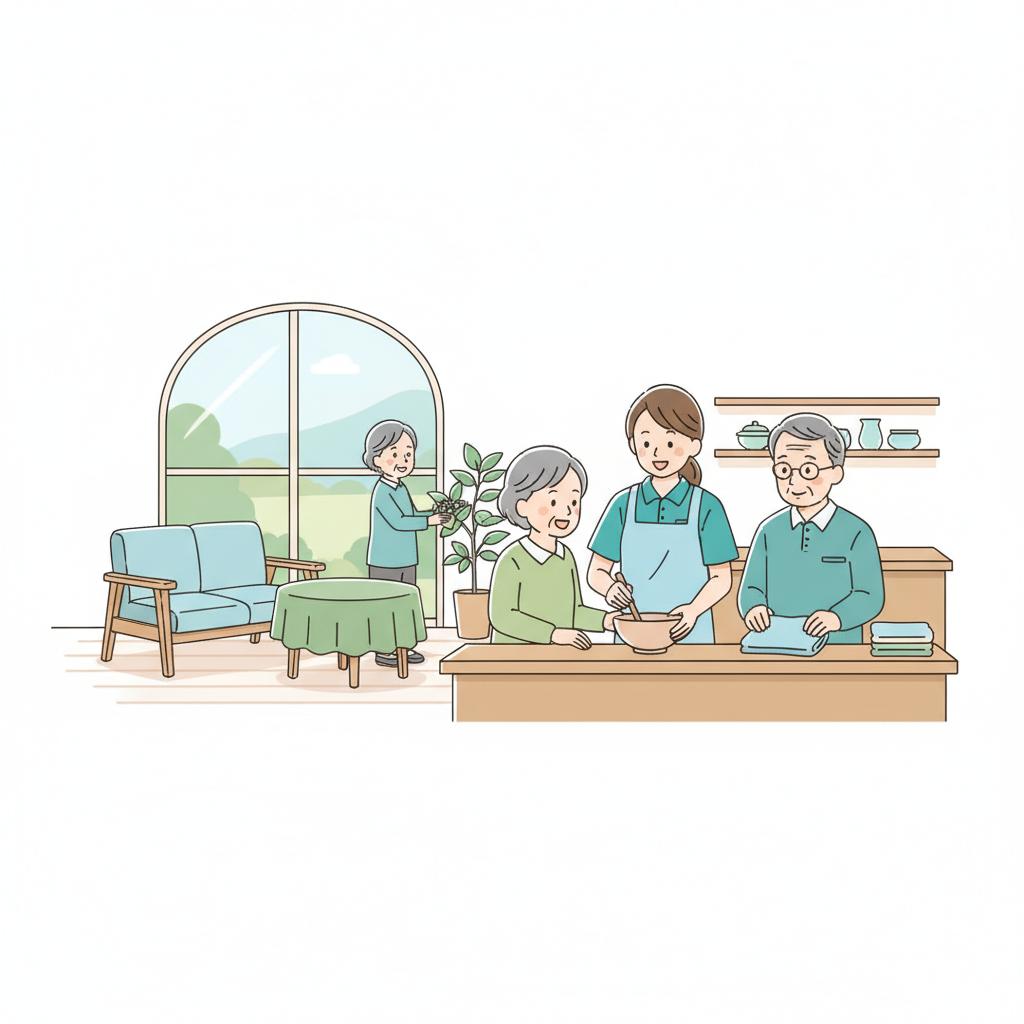 グループホームでの仕事内容のイラスト