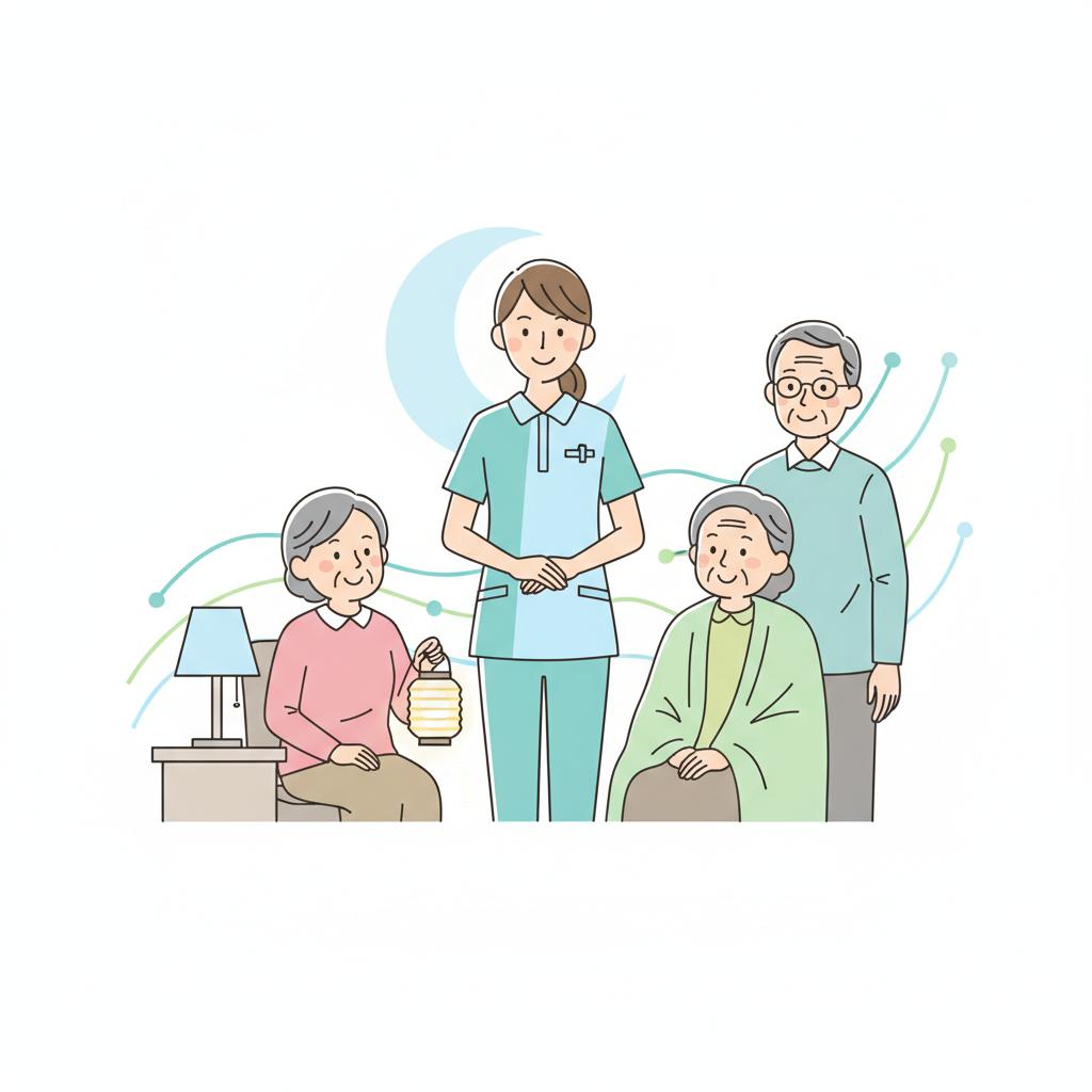 特養介護職員の年収・夜勤手当データを表したイラスト