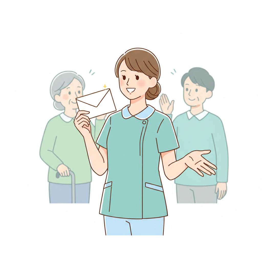 パート介護職員がボーナスを受け取るイメージイラスト