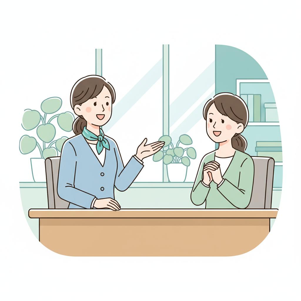 介護職の面接で志望動機を伝えるイメージイラスト