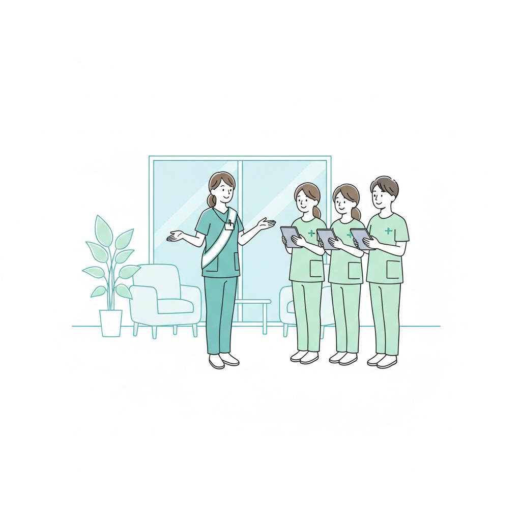 役職手当を受けるリーダー介護職のイラスト