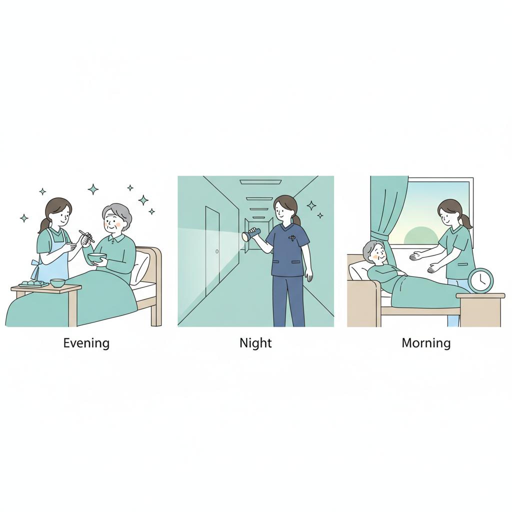 夜勤専従の1日の流れイラスト