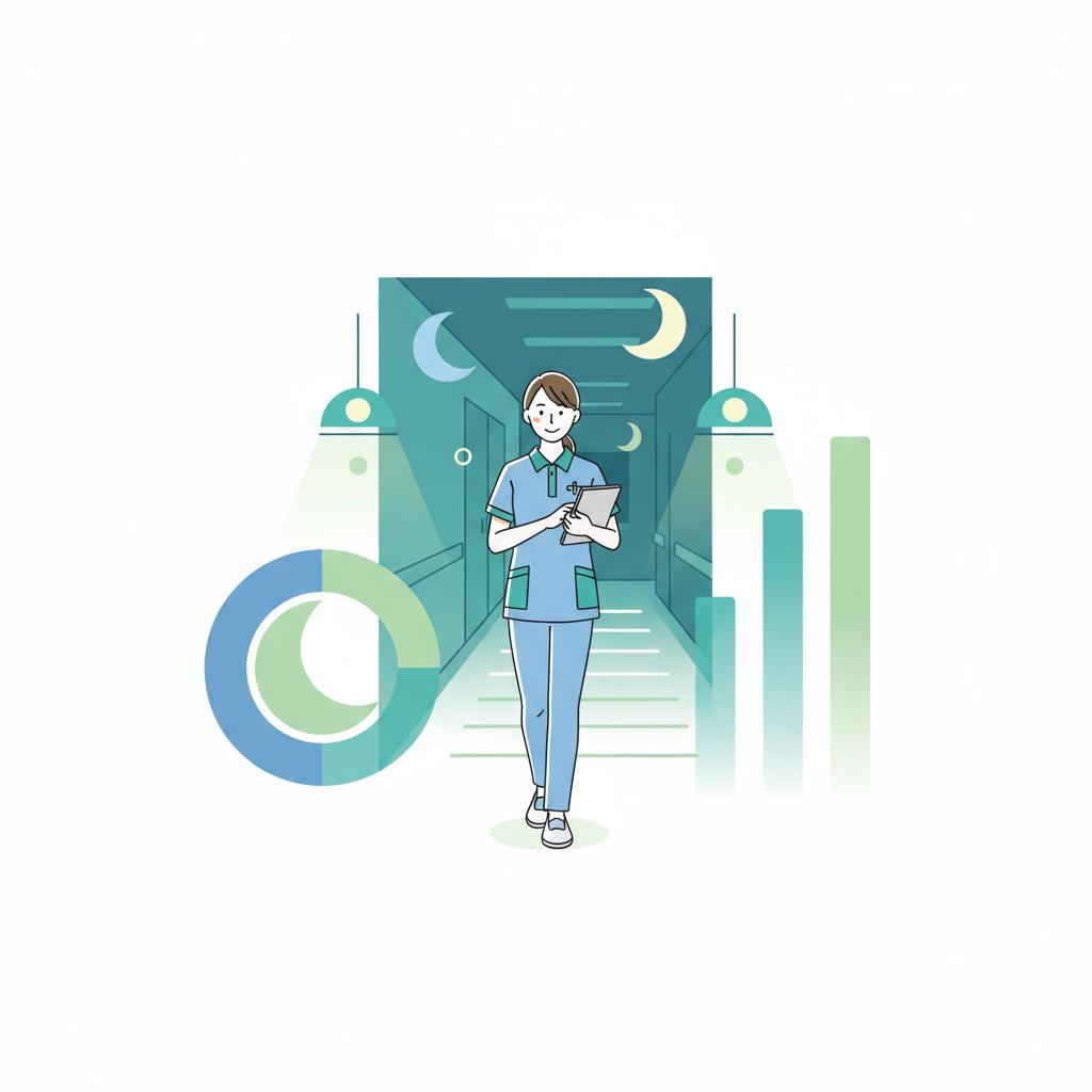 夜勤専従の手当と月収データを表したイラスト