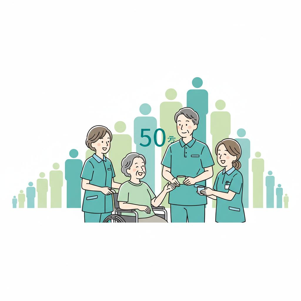 介護職員の年齢別構成(50代)を表したイラスト