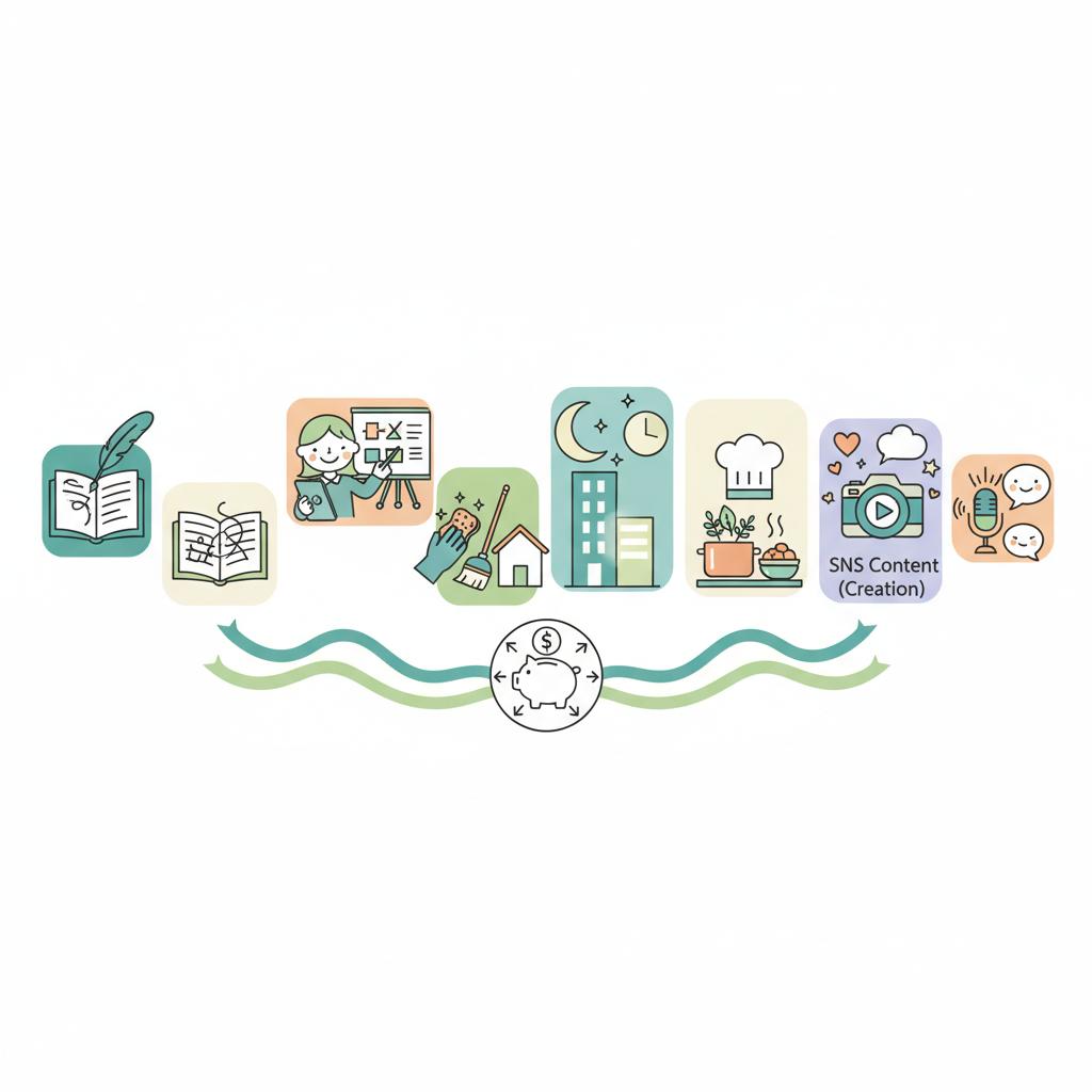 介護経験を活かせるおすすめ副業のイラスト